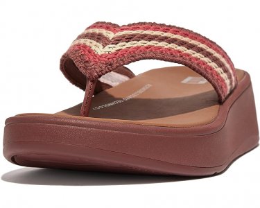 Сандалии F-Mode Crochet Flatform Toe Post Sandals, цвет Clay Brown FitFlop