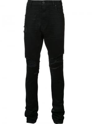 Рваные узкие джинсы En Noir. Цвет: чёрный