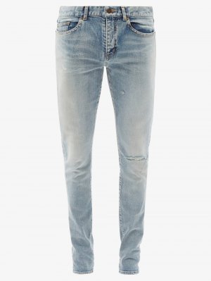 Рваные джинсы скинни со средней посадкой , синий Saint Laurent