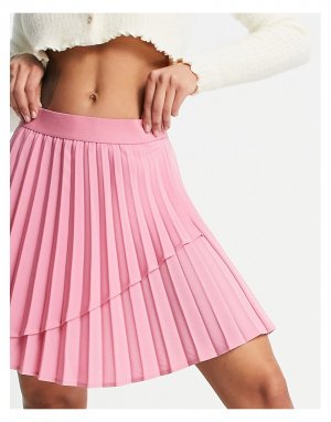 Плиссированная теннисная мини-юбка розового цвета -Розовый цвет Stradivarius