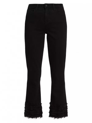 Укороченные джинсы Tati с завышенной талией и манжетами перьями L'Agence, черный L'AGENCE
