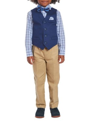 Комплект из четырех предметов: жилет, рубашка, брюки и галстук-бабочка для маленького мальчика , цвет Blue Multi Nautica