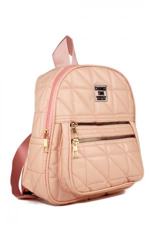 Женский стеганый рюкзак с двумя карманами и надписью (10642) , пудрово-розовый Luwwe Bags