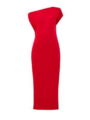 Платье из тонкого модала и хлопка с асимметричным вырезом завязками GENTRYPORTOFINO. Цвет: красный