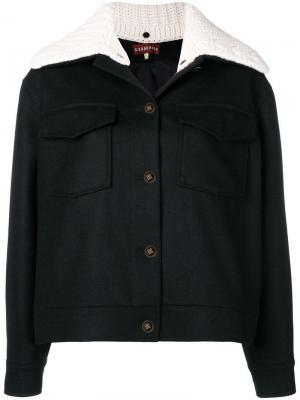 Куртка классического кроя с контрастным воротником Alexa Chung. Цвет: черный