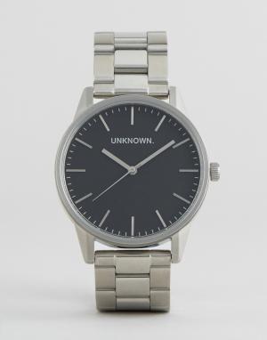 Серебристые наручные часы с черным циферблатом UNKNOWN. Цвет: серебряный