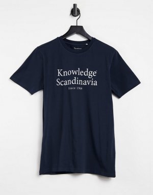 Темно-синяя футболка из органического хлопка -Темно-синий Knowledge Cotton Apparel