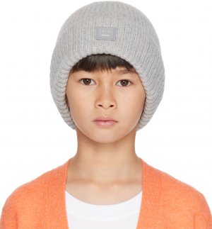 Детская серая шапка с нашивками , цвет Grey melange Acne Studios
