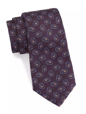 Шелковый галстук с пейсли , фиолетовый Isaia