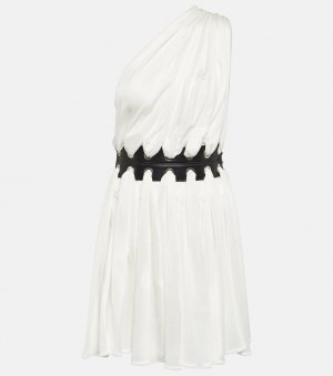 Мини-платье с кожаной отделкой ALAÏA, белый Alaïa