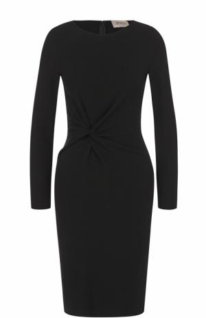 Платье-миди с длинным рукавом и драпировкой Armani Collezioni. Цвет: черный
