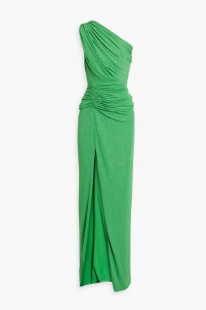 Платье из блестящего джерси на одно плечо со сборками , зеленый Rhea Costa