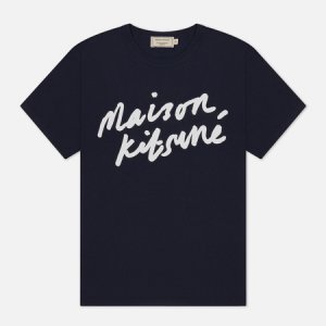 Женская футболка Handwriting Maison Kitsune. Цвет: синий
