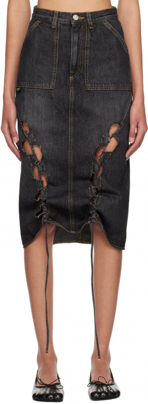 SSENSE Эксклюзивная черная джинсовая юбка-миди AVAVAV