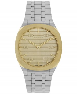 Женские швейцарские часы с браслетом из нержавеющей стали 25H, 34 мм , золотой Gucci