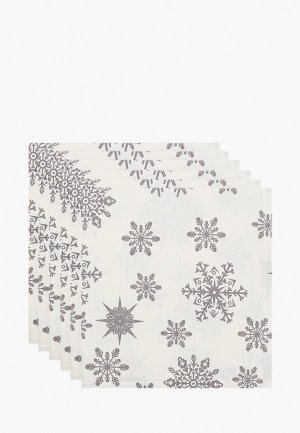 Комплект салфеток сервировочных Naturel Снежинка серая. Цвет: белый