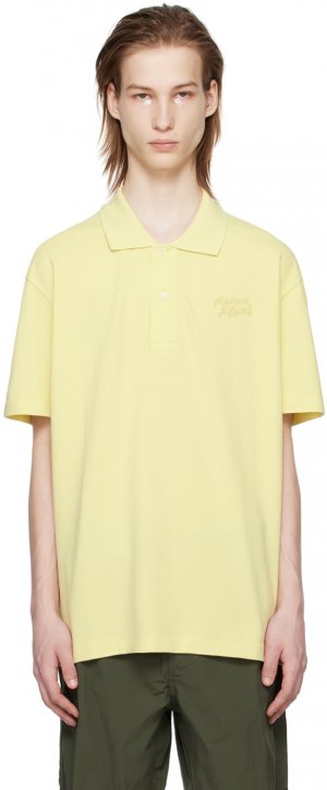 Желтая рубашка-поло от руки Maison Kitsune Kitsuné