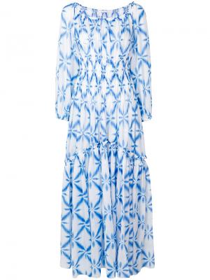 Длинное платье с орнаментом Ermanno Scervino. Цвет: синий