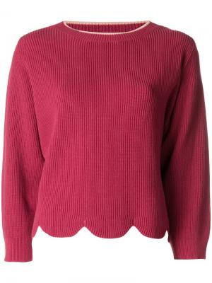 Укороченный свитер с фигурным краем Elisabetta Franchi. Цвет: красный