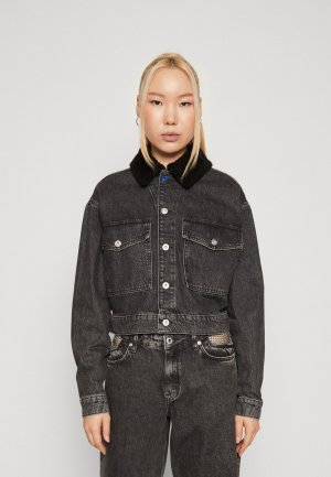 Джинсовая куртка Karl Lagerfeld Jeans ШЕРПА, цвет acid grey