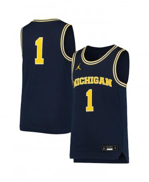 Реплика баскетбольной майки бренда Big Boys #1 Navy Michigan Wolverines Team , синий Jordan
