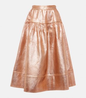 Джинсовая юбка миди astrid с фольгированным эффектом , металлический Ulla Johnson