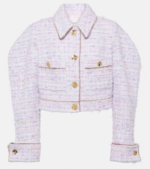 Укороченный твидовый пиджак из смесового хлопка , лиловый Nina Ricci