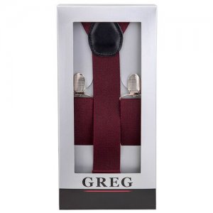 Подтяжки мужские в коробке G-1-51 одн бордо, цвет Бордовый, размер универсальный GREG. Цвет: бордовый