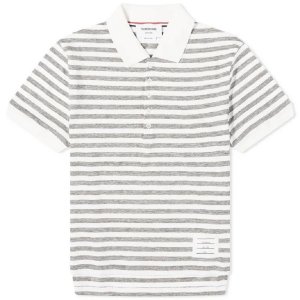 Рубашка поло Striped Linen, светло-серый, белый Thom Browne