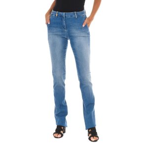 Длинные джинсовые брюки с эффектом потертости и эластичной тканью 70DBF0248 женщина MET