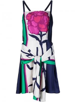 Hibiscus print scarf dress Tanya Taylor. Цвет: синий