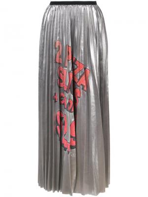 Плиссированная юбка с эффектом металлик Marc Jacobs. Цвет: серый