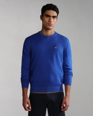 Синий мужской свитер с круглым вырезом , Napapijri. Цвет: синий