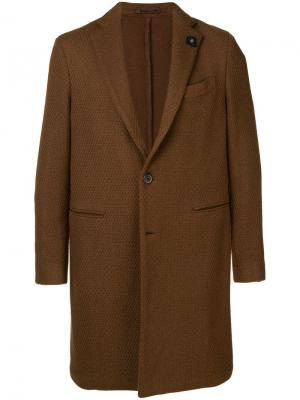 Однобортное пальто Lardini. Цвет: коричневый