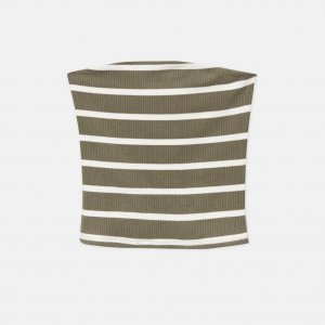 Топ Striped Ribbed Bandeau, хаки/кремовый Pull&Bear