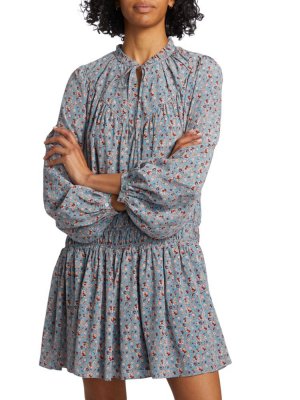 Шелковое мини-платье Essex с цветочным принтом , цвет Adriatic Blue Multi Joie