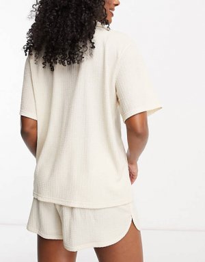 Бежевый комплект из пижамы свободного кроя и шорт для бега Loungeable