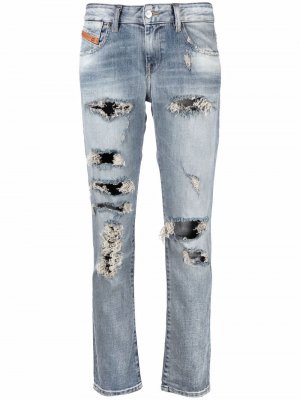 Прямые джинсы D-Lyla с эффектом потертости Diesel. Цвет: синий