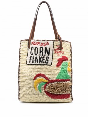 Cornflakes raffia tote bag Anya Hindmarch. Цвет: бежевый