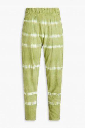 Укороченные зауженные брюки из хлопкового джерси со складками, окрашенного в технике тай-дай , цвет Leaf green Raquel Allegra