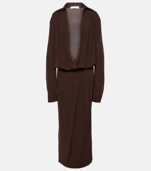 Платье макси из джерси в обрамлении со сборками , коричневый Christopher Esber
