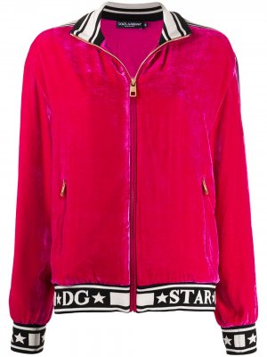 Велюровая спортивная куртка с логотипом Dolce & Gabbana. Цвет: розовый