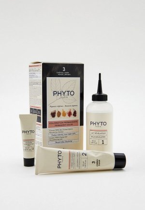 Краска для волос Phyto тон 3, Темный шатен, 50/50/12. Цвет: коричневый