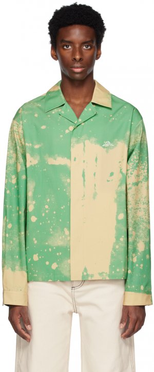 Зелено-коричневая рубашка с брызгами краски OAMC