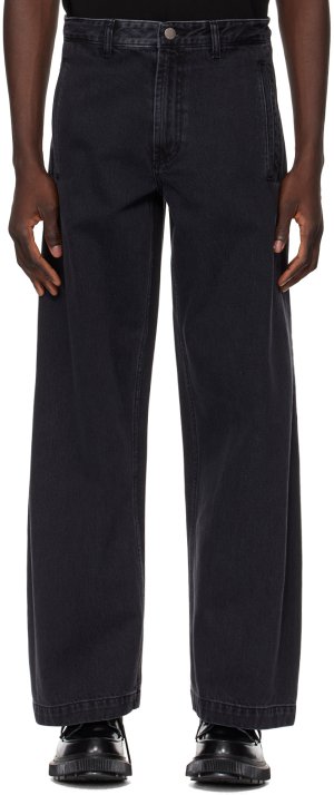 Черные широкие складные джинсы Solid Homme