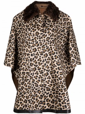 Двубортное пальто-кейп с леопардовым принтом Mackintosh. Цвет: бежевый