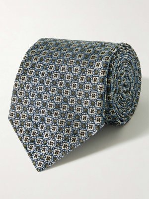 Шелковый жаккардовый галстук шириной 8 см ETRO, синий Etro
