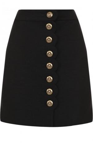Шерстяная мини-юбка с карманами Chloé. Цвет: черный