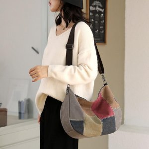 Винтажная лоскутная сумка, модная сумка через плечо на одно плечо, женская большая вместительная холщовая цветная VIA ROMA