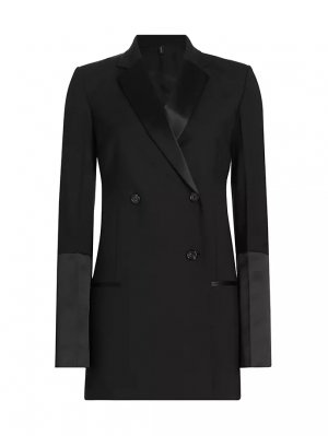 Удлиненный пиджак-смокинг из смесовой шерсти , черный Helmut Lang